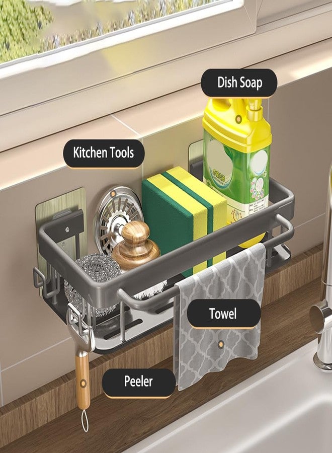 SRTFINE Sponge Holder Kitchen Sink Caddy Organizer Wall Mount Sponge Holder with Drainer Shampoo Soap Storage Shelf Toilet Balcony Bathroom Dishwashers Wire Rags Sponge Sink Drain (Black) - Image 2